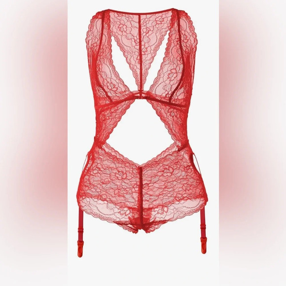 Red Lingerie Teddy. Snap Crotch NWOT - Picture 1 of 6